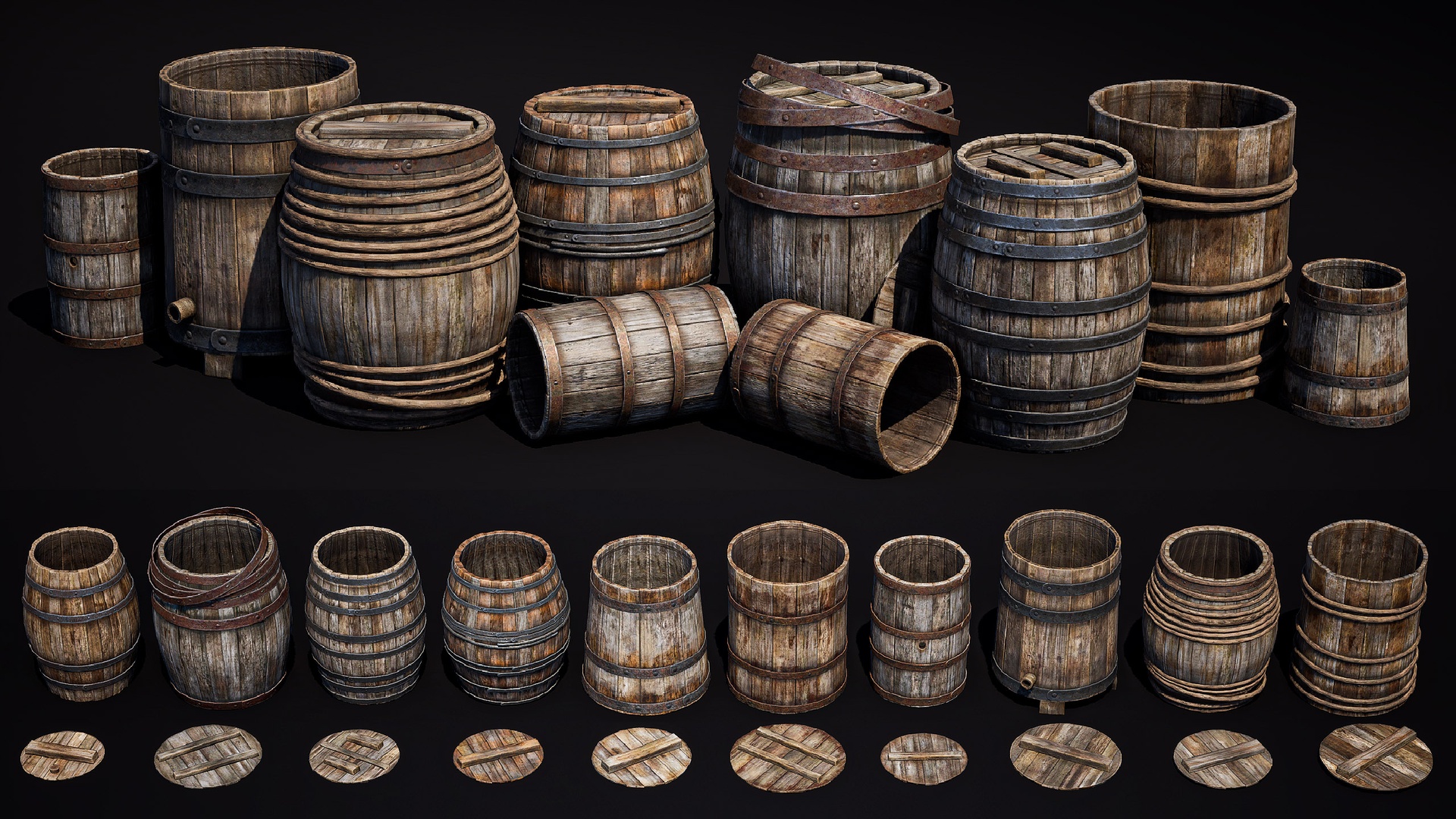 Media 1 for listing Wooden Barrels Pack Part 1