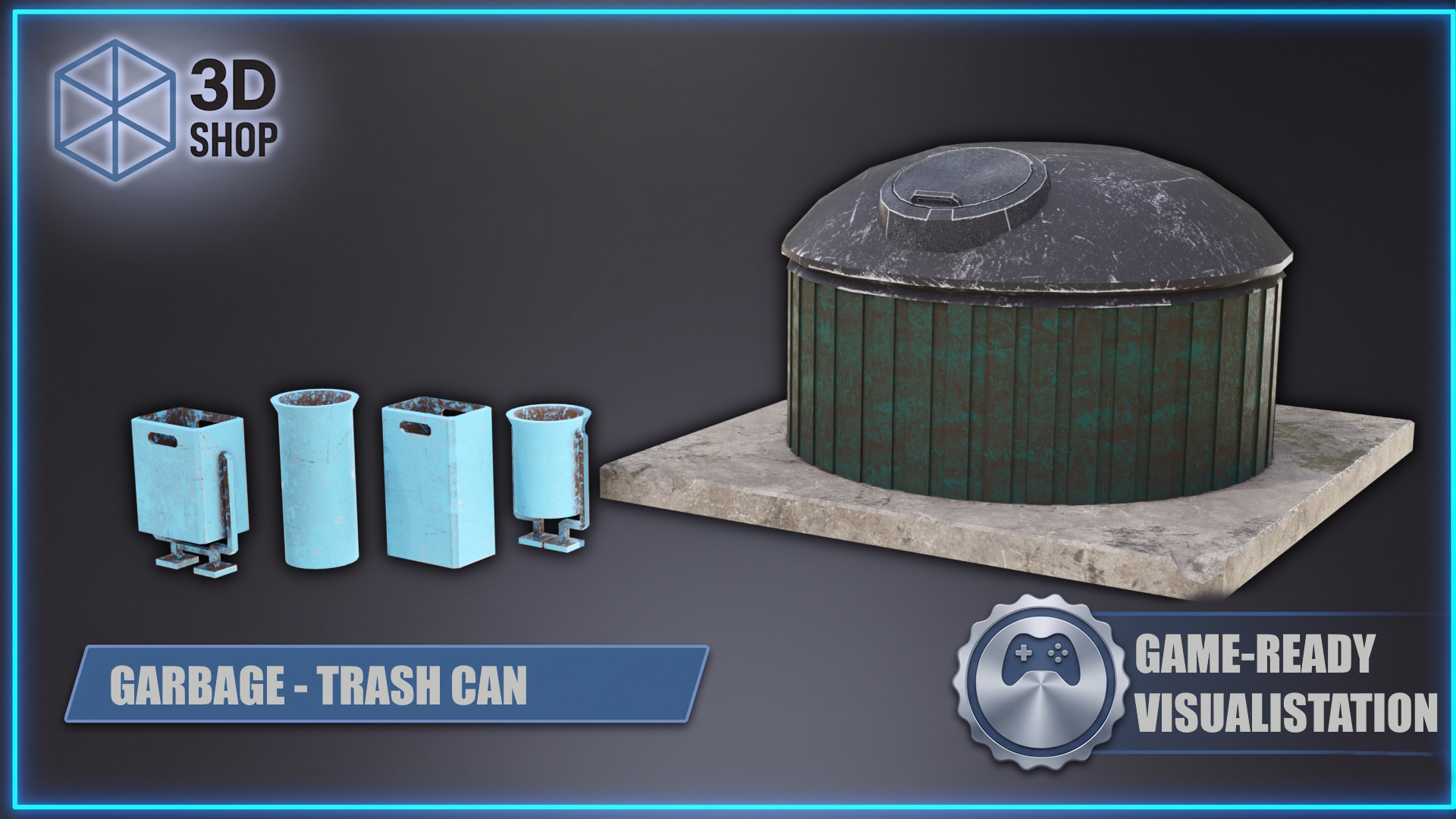 Garbage Leveled Garbage - Trash can - (PBR - Low Poly) | Fab