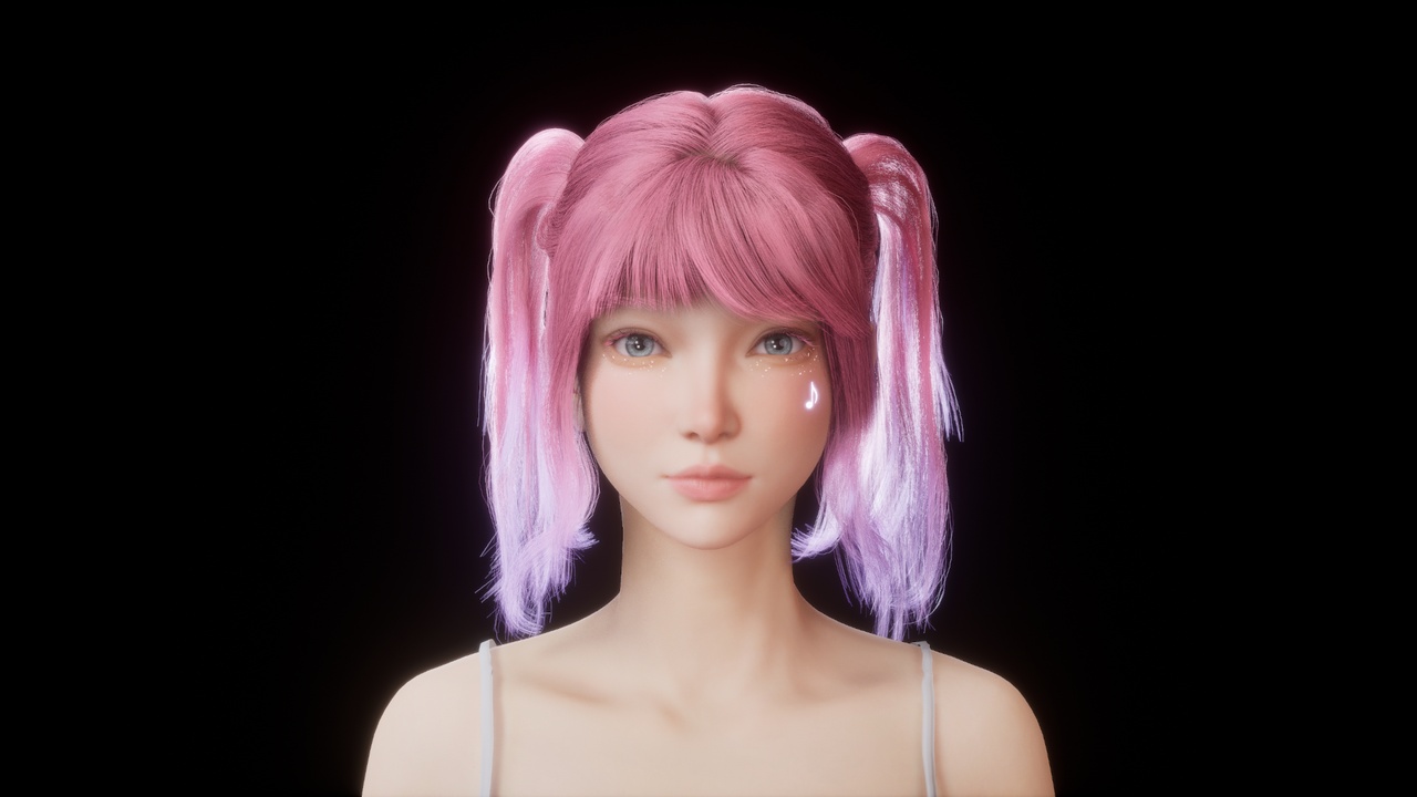 Media 1 for listing MetaHuman Hair - Anime Twin Tails (Pigtails)