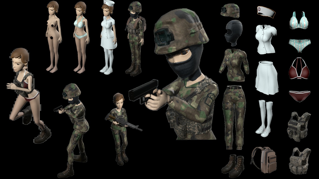 Media 1 for listing Stylized Character Pack - Tactical Soldier & Nurse