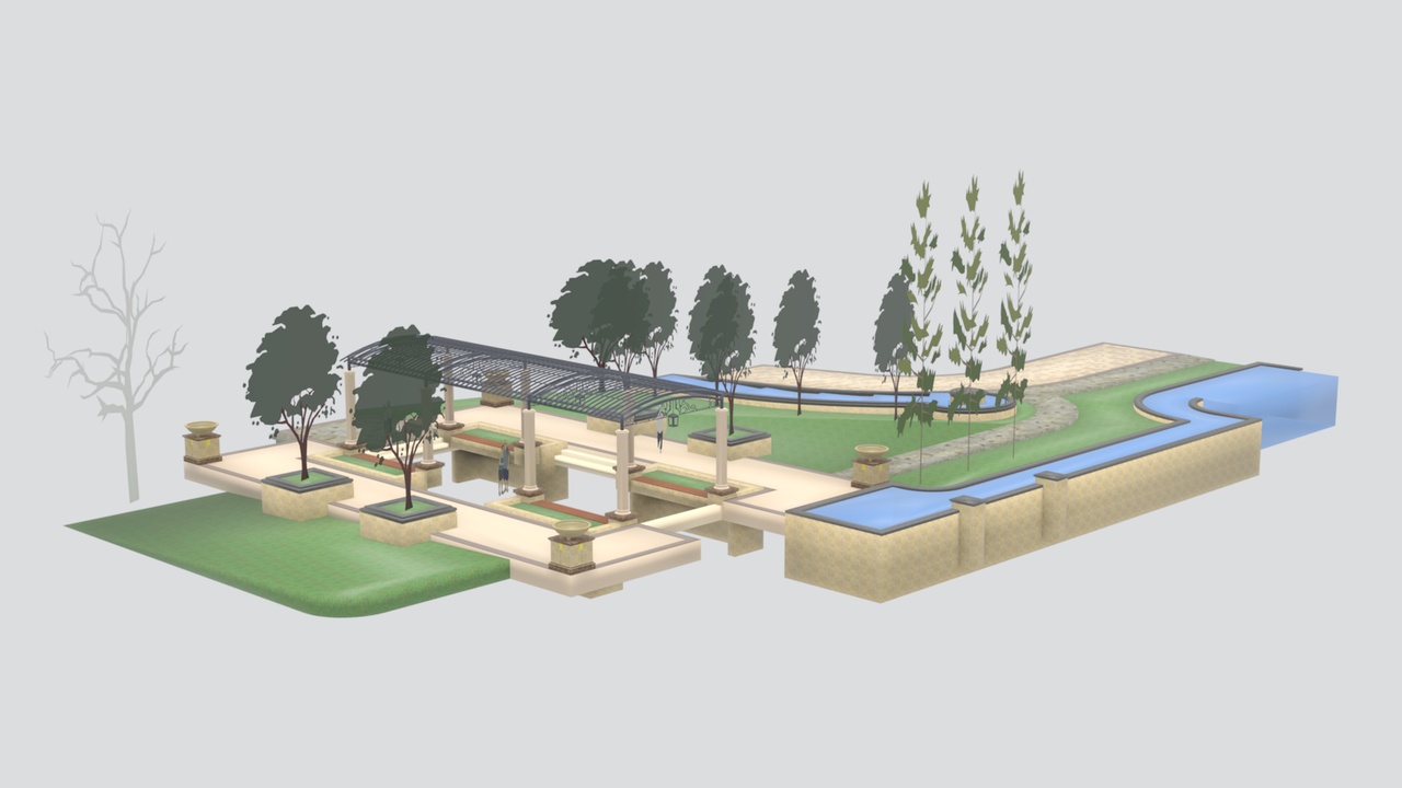 Media 1 for listing Modern Curved Canopy Garden Walkway Pavilion 3D Model
