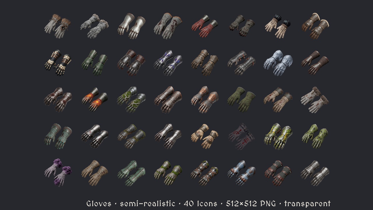 Media 1 for listing Gloves - 40 Semi-Realistic Icons [512x512 HD]