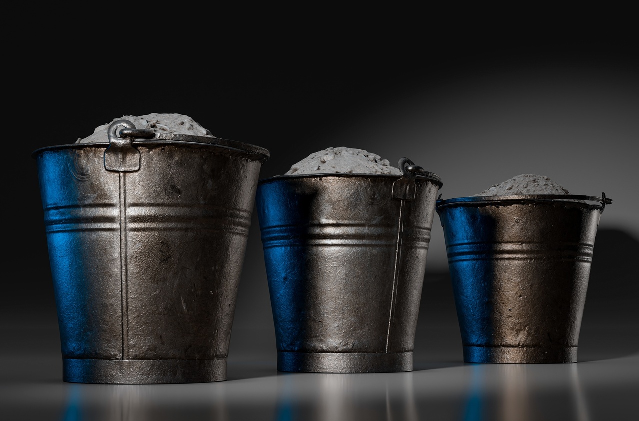 Media 1 for listing Old Metal Bucket With Ash - 3D Scan / Scanned 39K Vertices