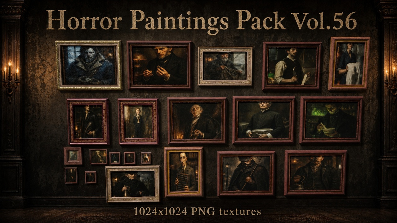 Media 1 for listing Horror Faces Paintings Pack Vol.56