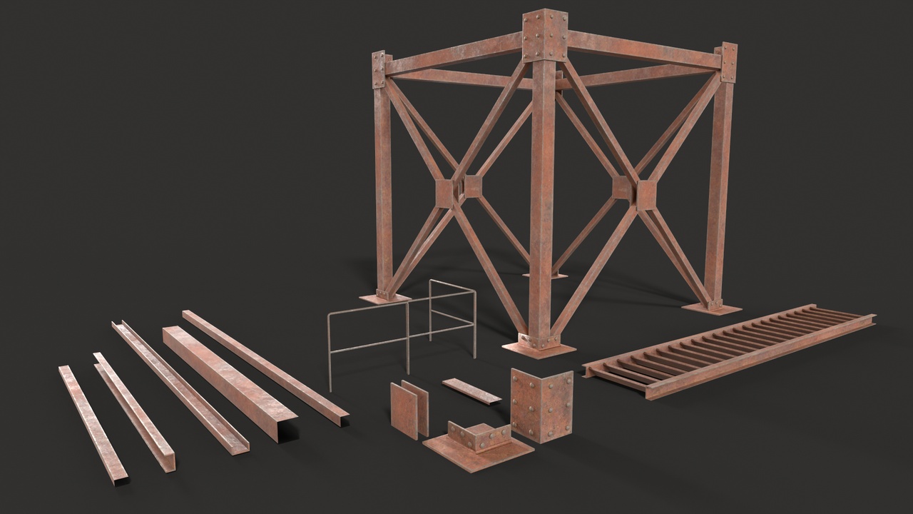 Media 1 for listing Metal Construction rusted Low poly Game Ready