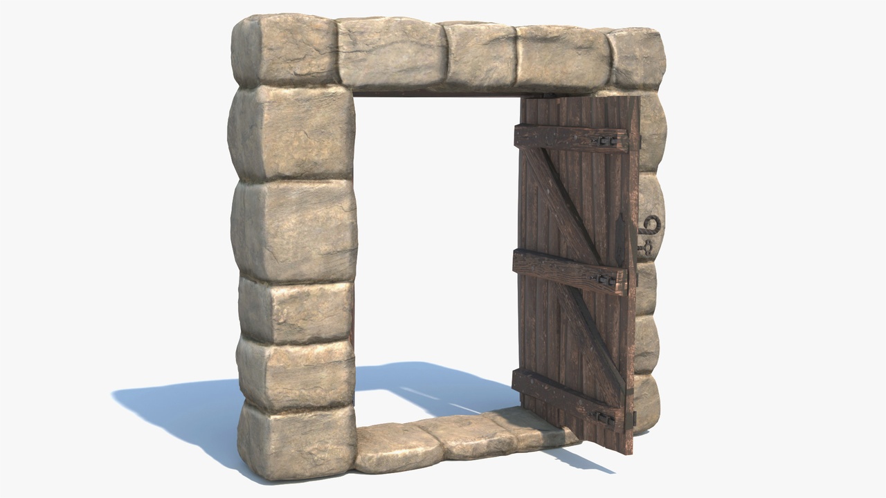 Media 1 for listing Stone Frame Medieval Door - Game Asset | PBR | Low-poly |