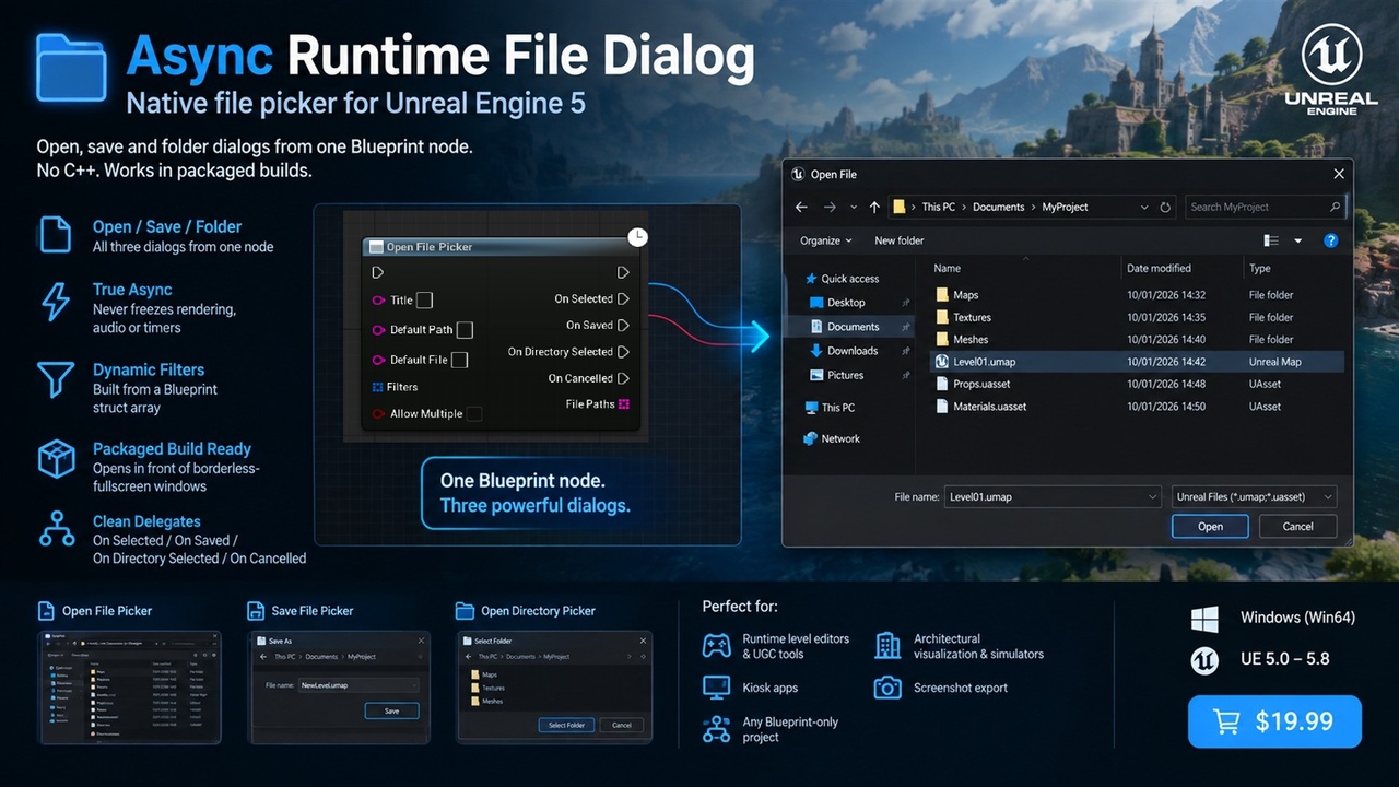 Media 1 for listing Async Runtime File Dialog — Native OS File Picker for Blueprints