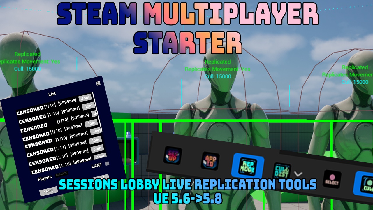 Media 1 for listing Steam Multiplayer Starter: Sessions, Lobby & Replication Tools (MMP) by Marek
