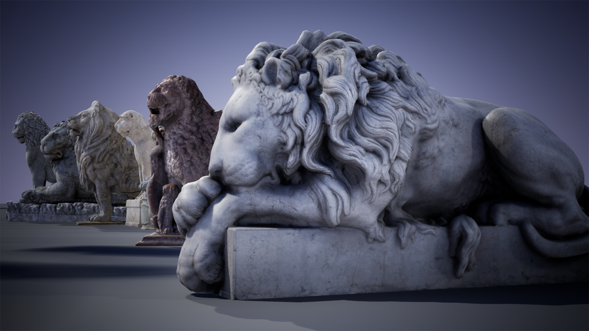 8 Statues Lions Sculptures | Fab