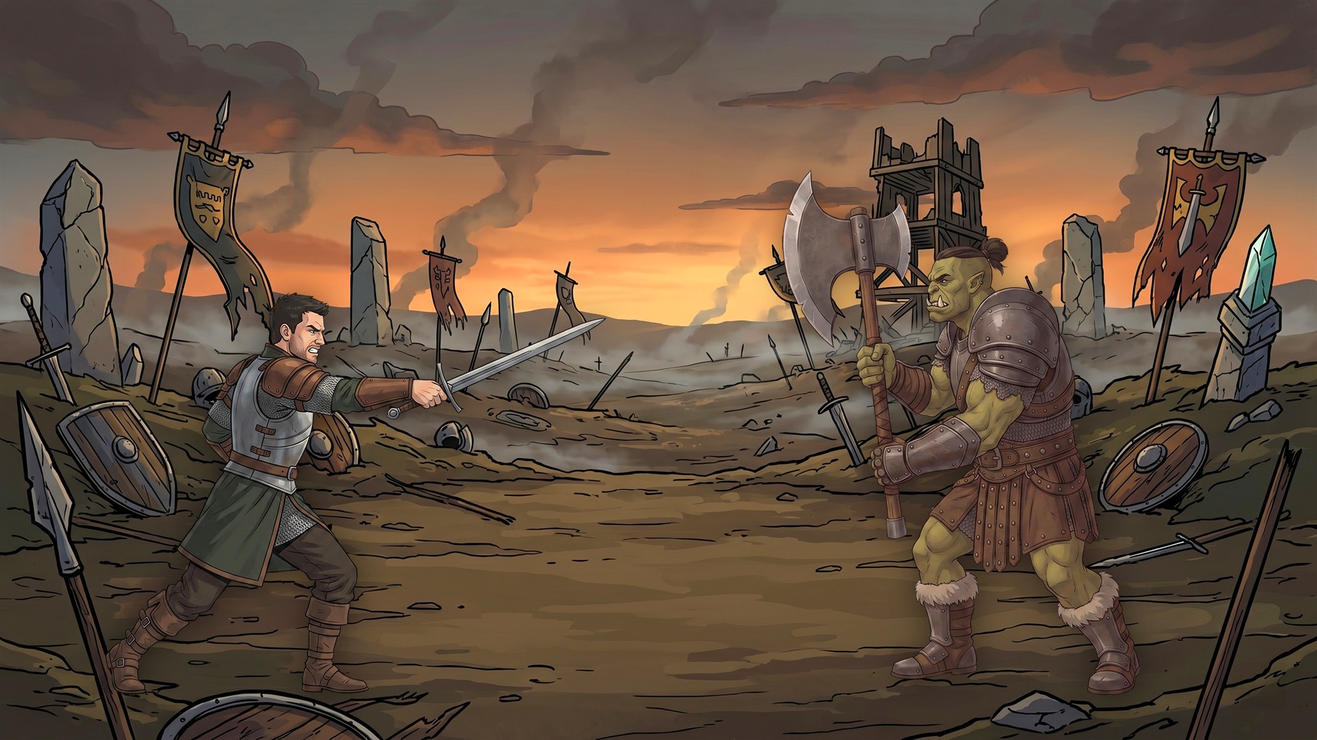 Media 1 for listing 10 Fantasy Battlers with 7 Poses - Side-View RPG Battle Sprites