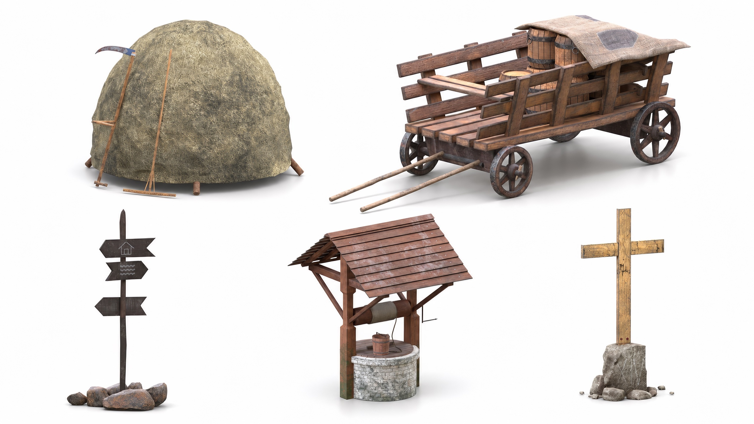 Media 1 for listing Medieval Village & Farm Asset Pack (Church, Windmill, Cabin, Props)