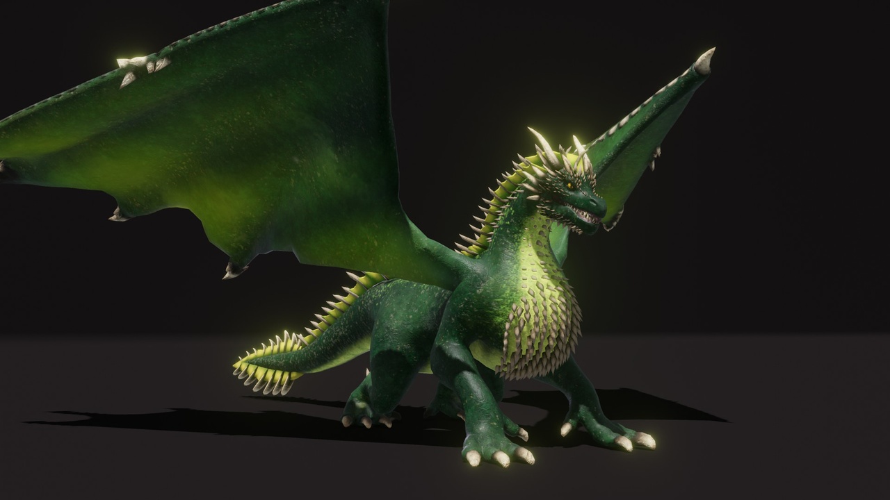 商品 Realistic Green Dragon Animated Low-poly 3D Model 的媒体 1