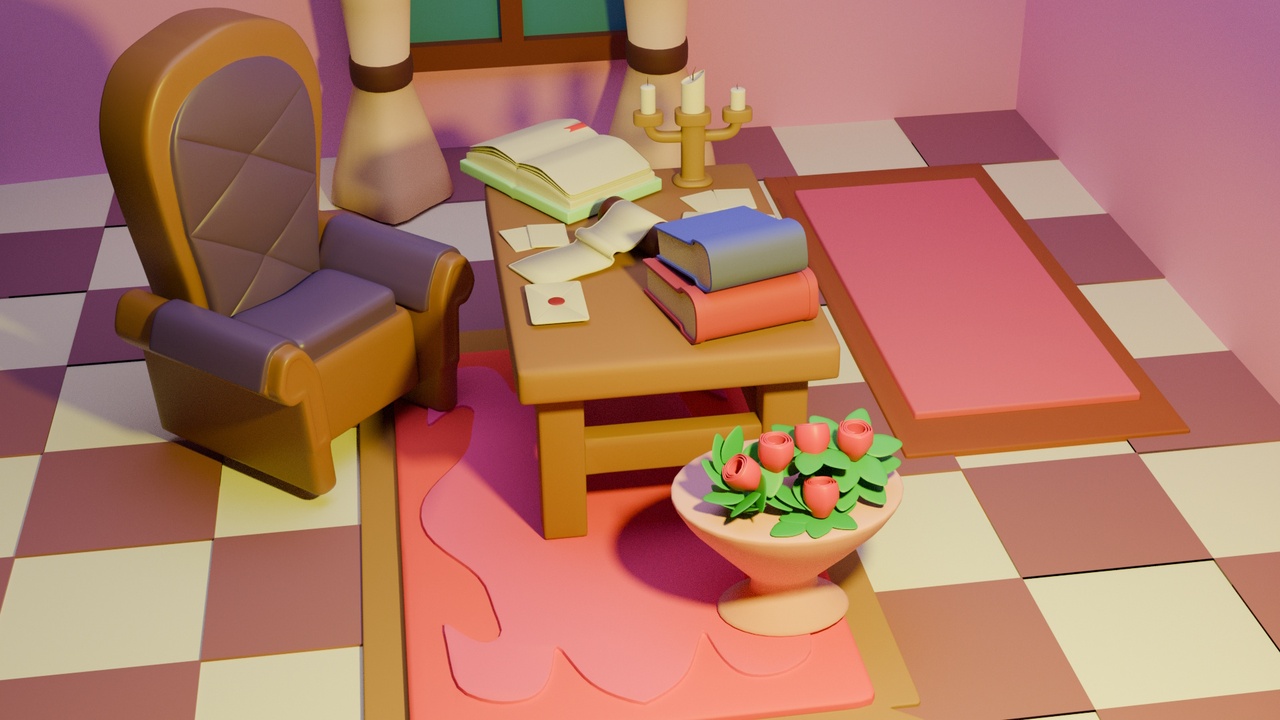 Media 1 for listing Stylized Cozy Cartoon Room - Modular Game-Ready Asset Pack Low-poly 3D model