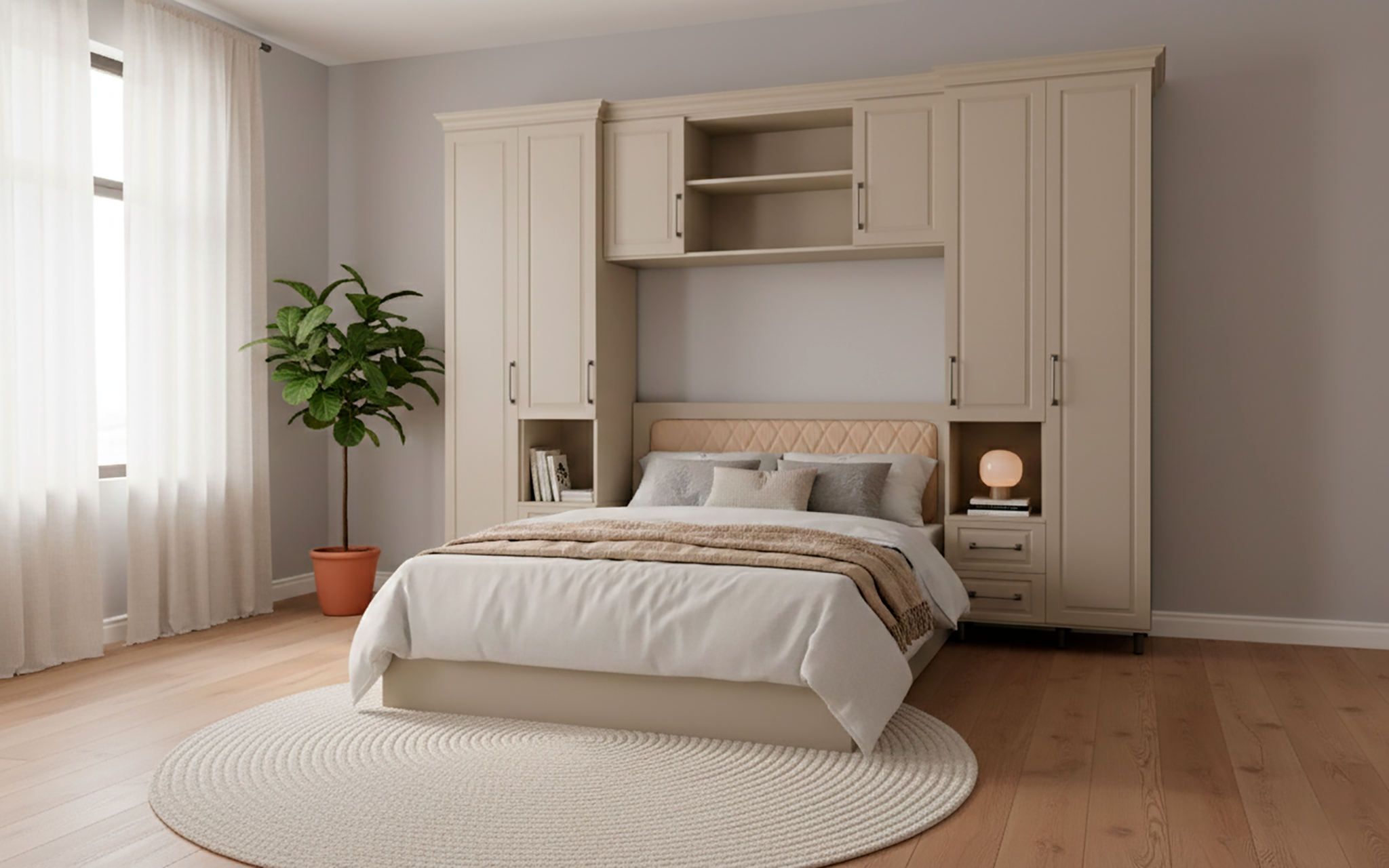 Overbed Set Classic Bedroom Set: Wardrobe & Overbed Storage | Fab