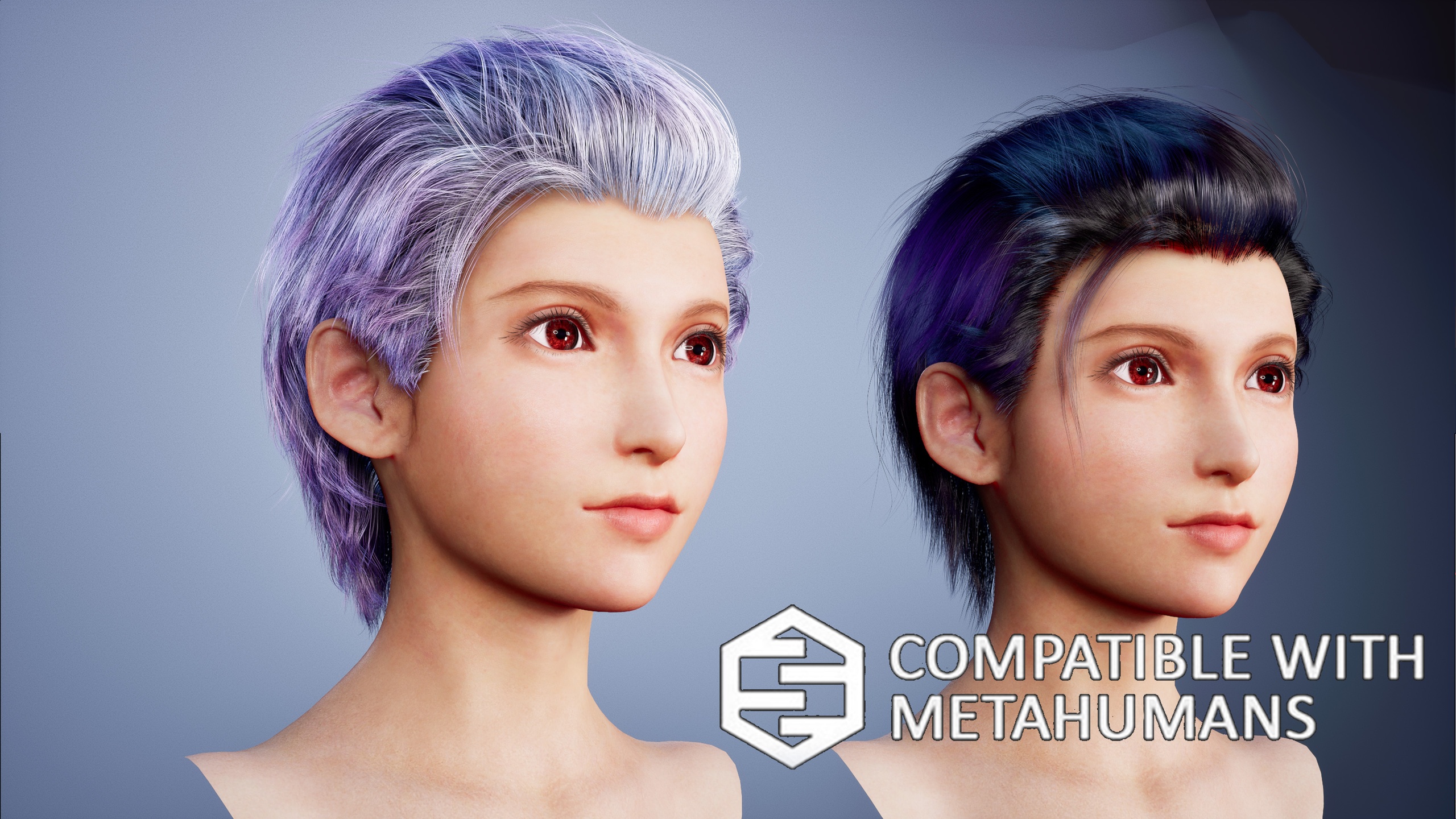 商品 Real-time Two Styles SlickedBack Short Groom Hair For Metahuman 的媒体 1