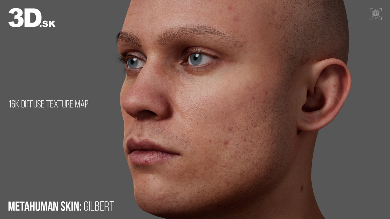 Media 1 for listing 16K MetaHuman Male Identity Texture + RAW Head Scan (Gilbert)