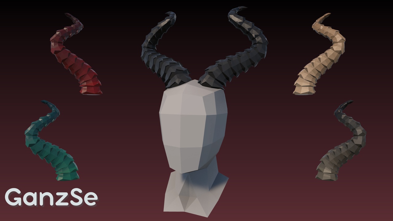 Media 1 for listing GanzSe Horns - Fantasy Low Poly Pack