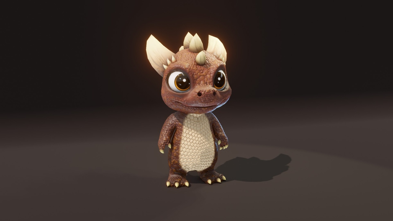 Media 1 for listing Cartoon Brown Dinosaur 3D Model – Animated Character for Unity & Unreal Engine