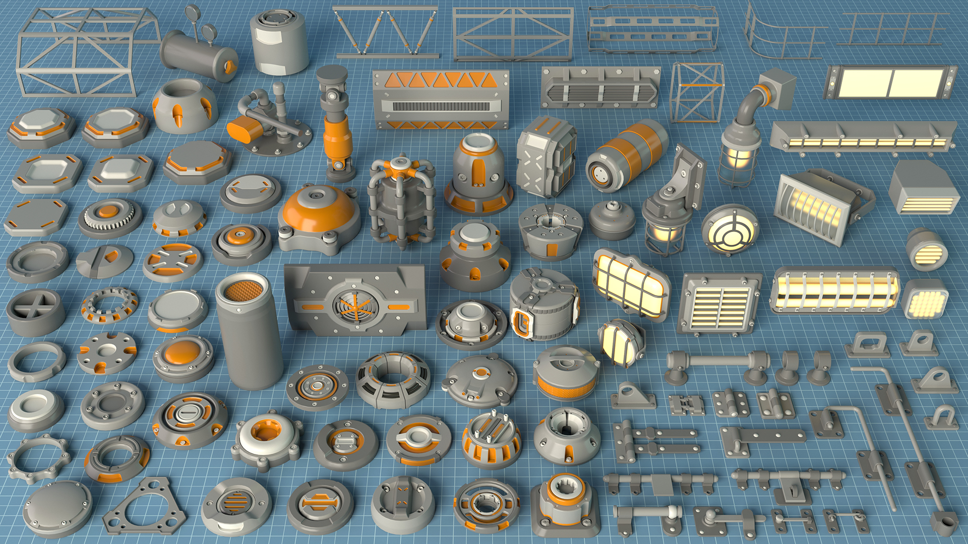Industrial Kitbash - 11 - 100 pieces | Fab