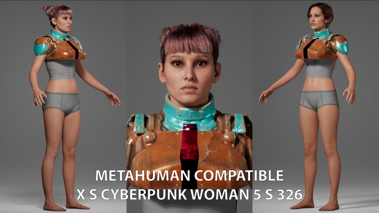Media 1 for listing MetaHuman Compatible X S Cyberpunk Woman 5 S 326 Outfit