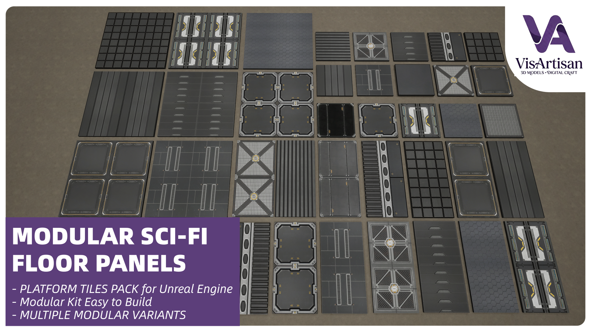 Modular Sci-Fi Floor Panels & Platform Tiles Pack | Fab