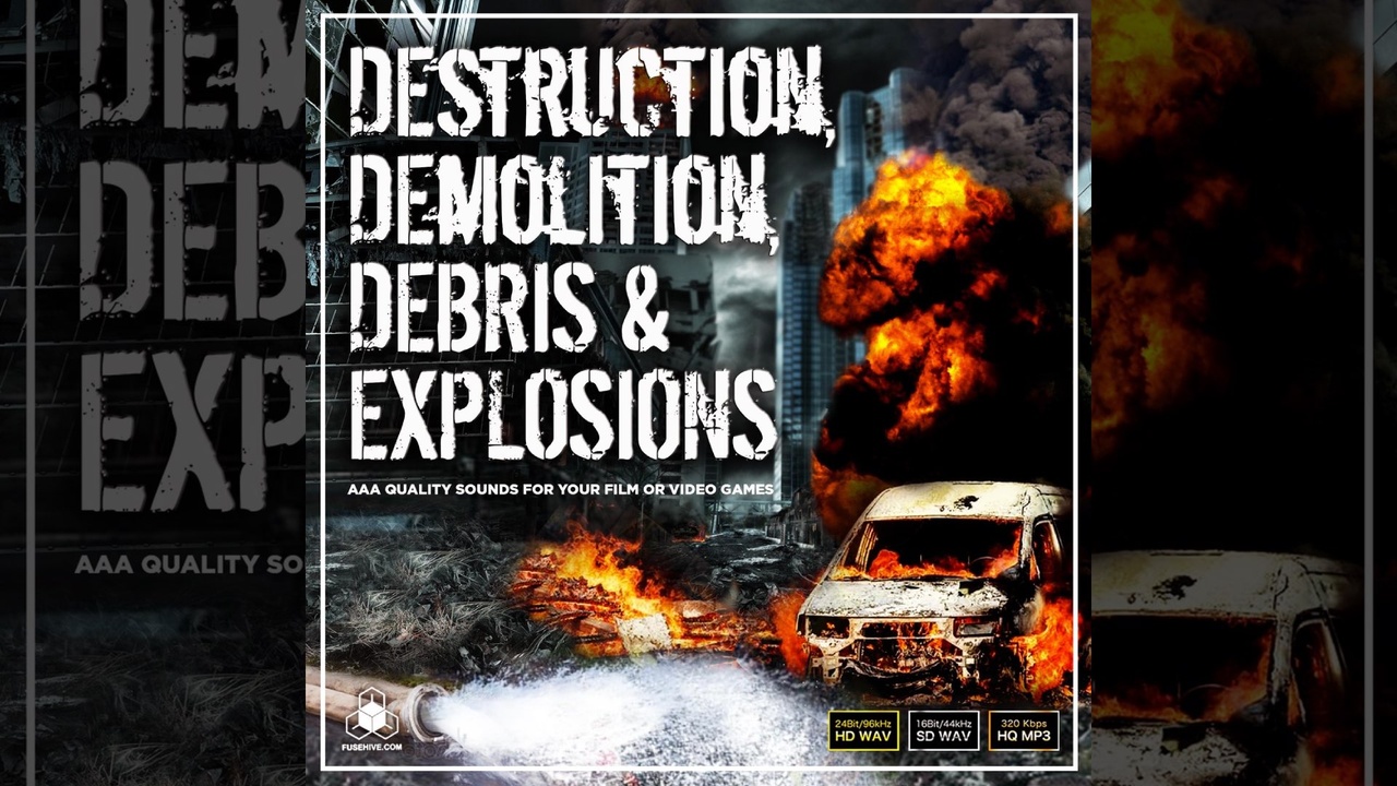 Media 1 for listing Urban Cinematic Destruction, Demolition, Debris Explosions Sound Effects Library