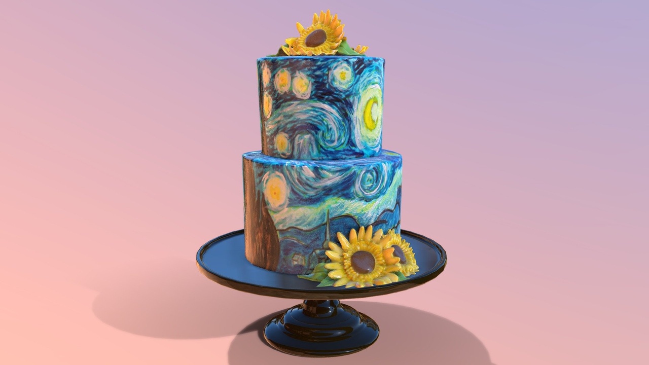 Media 1 for listing Van Gogh - Starry Night Cake