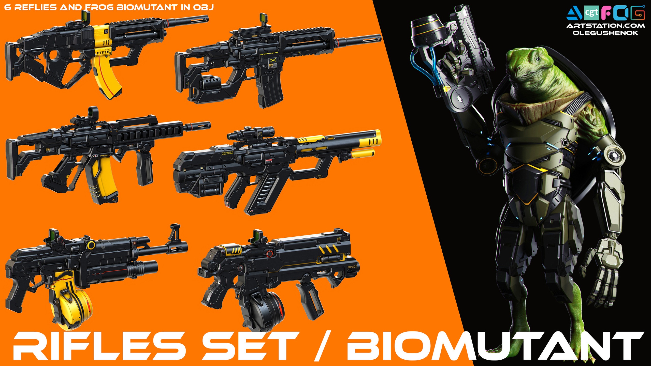Medios 1 para el artículo Sci-Fi Rifles Set Kitbash and Biomutant