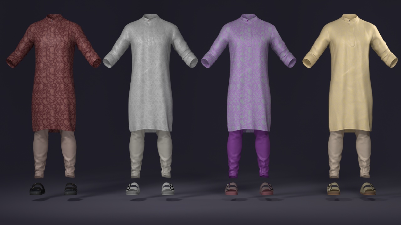 Media 1 for listing MetaOutfits – Traditional indian – Kurta Pajama Male Outfit