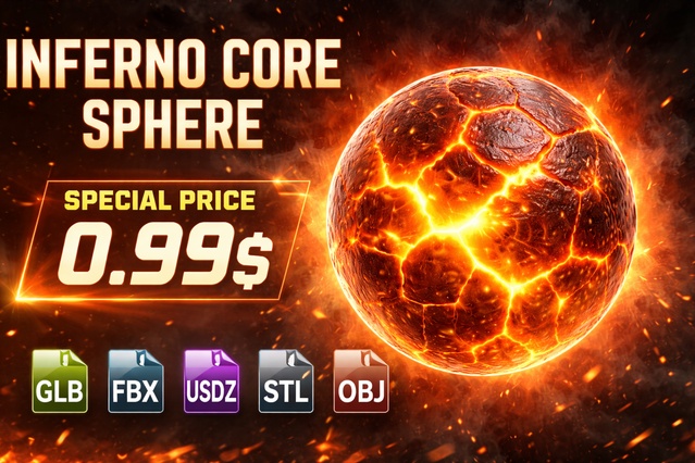 Inferno Core Sphere | Fire Element AR Ready 3D Asset (GLB FBX USDZ STL OBJ) — Cobalt Game Assets