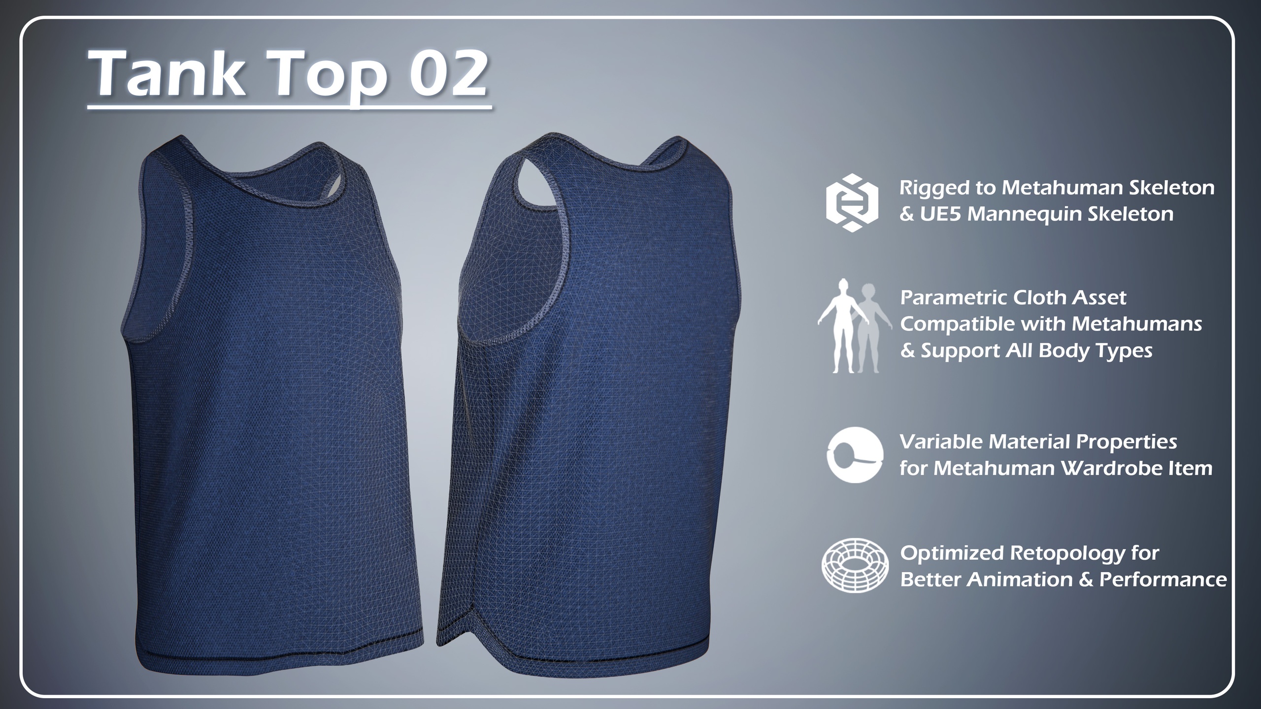 商品 Tank Top 02 - Rigged & Parametric & Variable & Retopology 的媒体 1