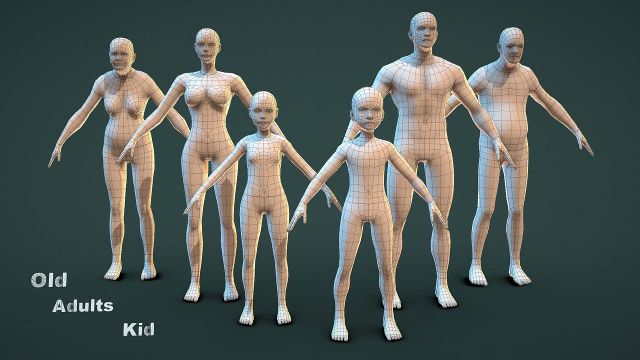Media 1 for listing Base Mesh Pack - Family Base Mesh
