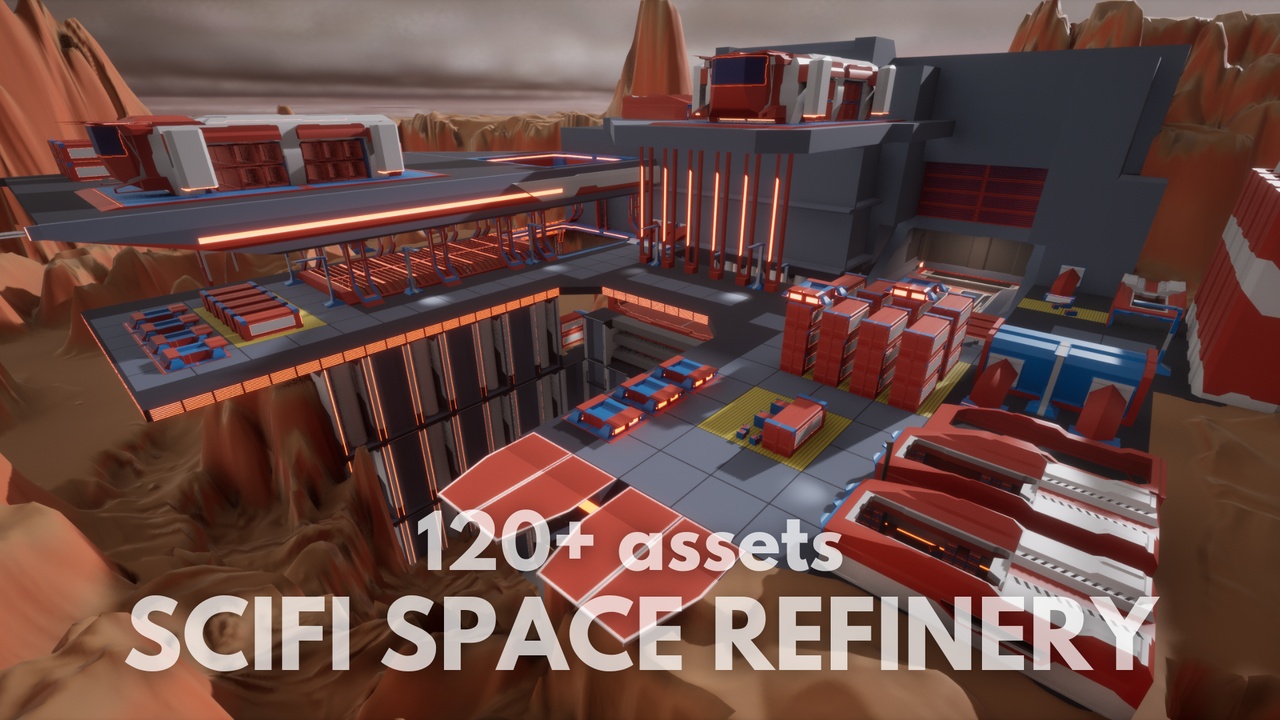 Media 1 for listing Scifi space refinery - 120+ modular asset for your Lowpoly Games