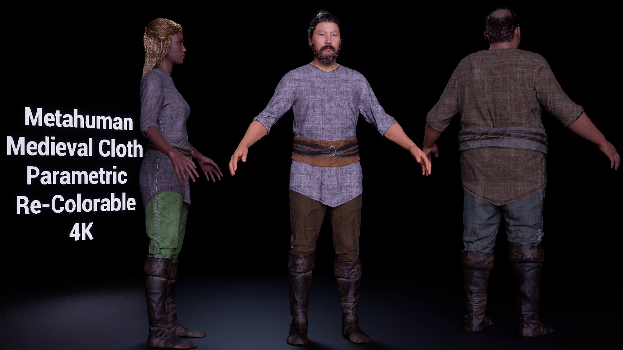 Media 1 for listing Medieval Cloth 7 Parametric Re-Colorable LowPoly 4K