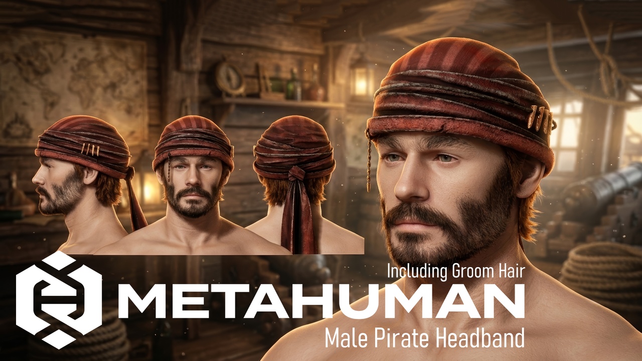 Media 1 for listing MHC: Male Pirate Headband | Metahuman Outfit