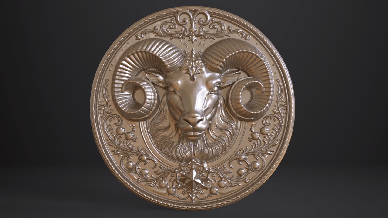 Media 1 for listing Ornate Aries medallion | 3D Print model
