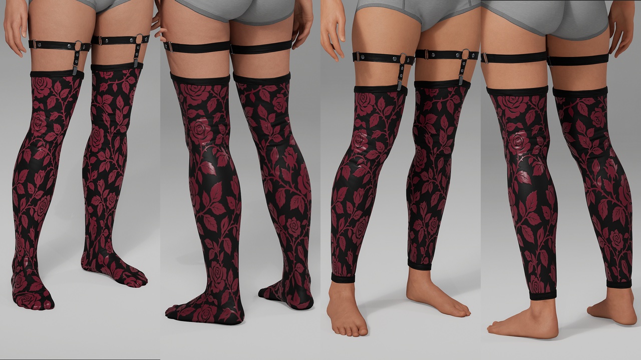 Media 1 for listing Garter Rose Stockings and Leggings
