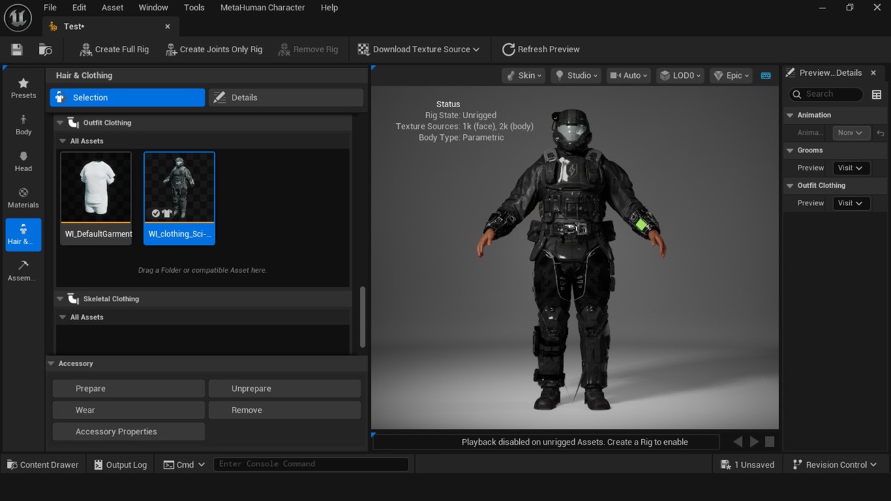 Media 1 for listing Metahuman Sci-Fi Soldier Outfit