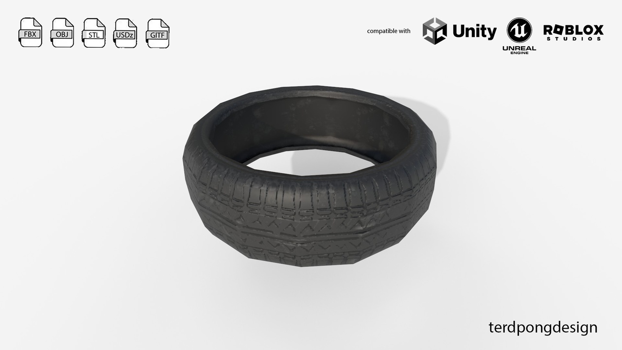 Media 1 for listing Low Poly Car Tire - Game Ready PBR Low-poly 3D model