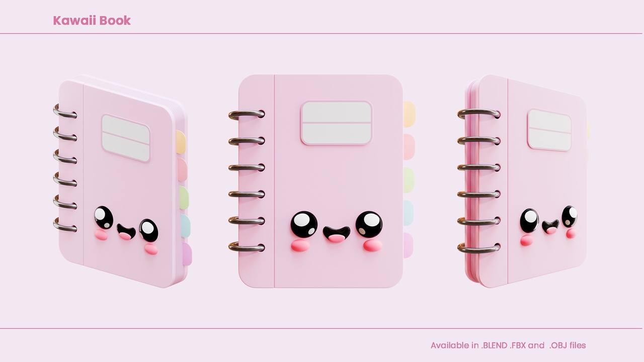 Media 1 for listing Cute 3D Kawaii Notebook Character with Spiral Binding and Index Tabs