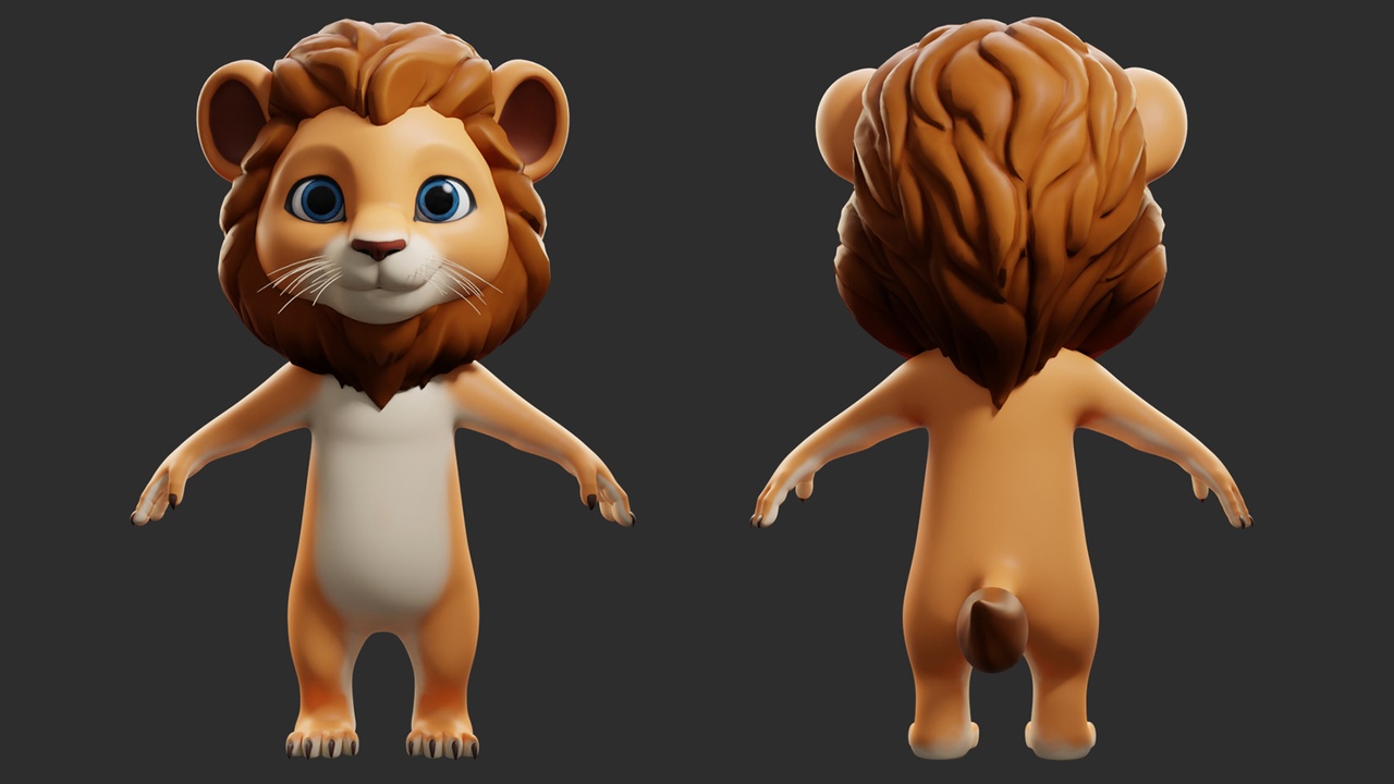 Media 1 for listing Lion Cartoon - Topology + UV Map