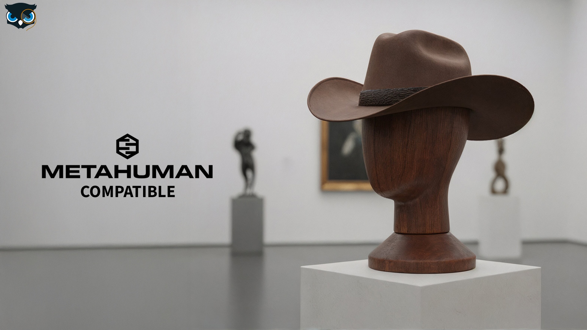 Media 1 for listing Cowboy Hat with Leather Band MetaHuman Compatible