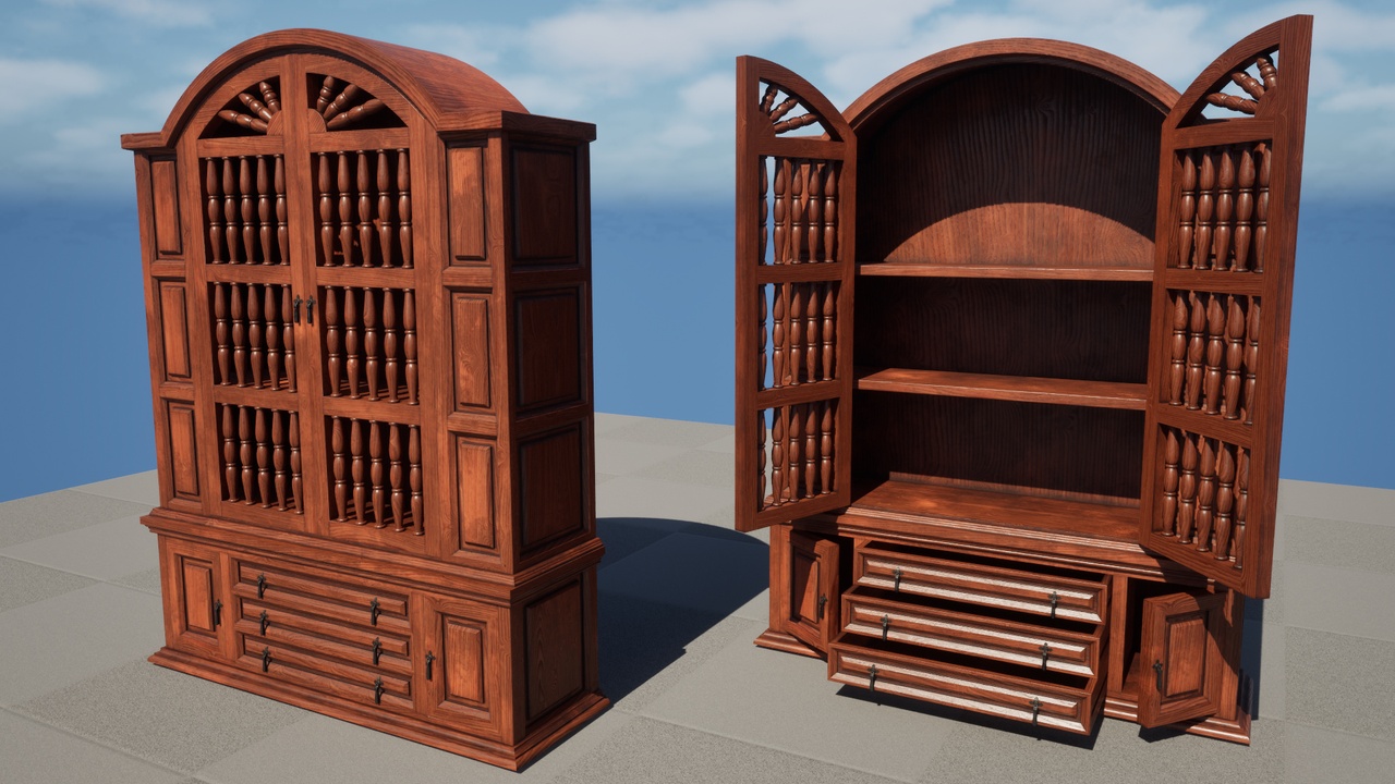 Media 1 for listing Spanish Hutch Storage Cabinet