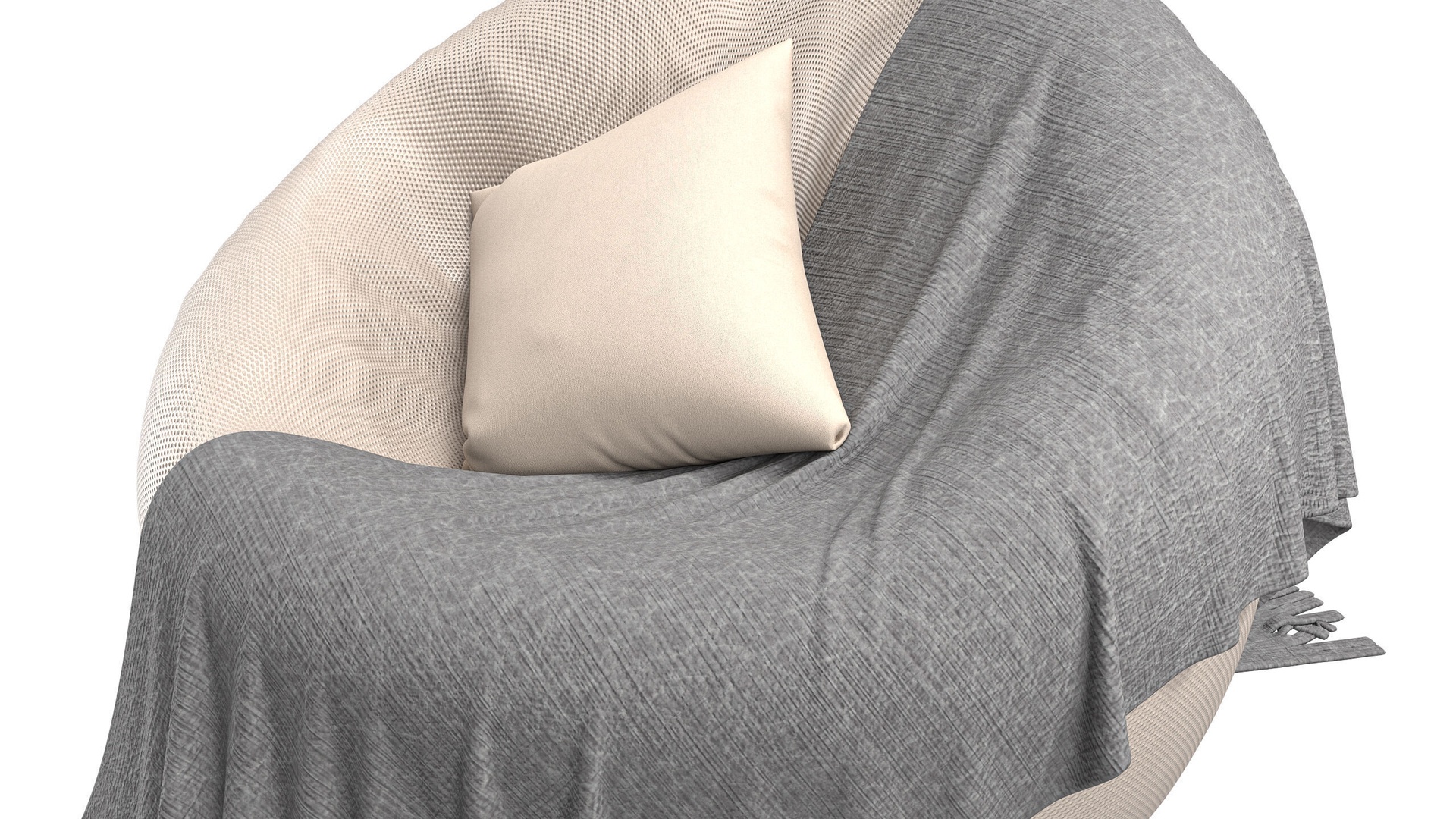 Media 1 for listing Modern Cozy Bean Bag Chair with Throw Blanket and Pillow