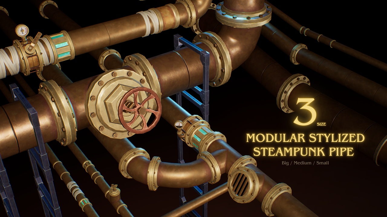 商品 Steampunk Pipe Stylized - Modular 的媒体 1