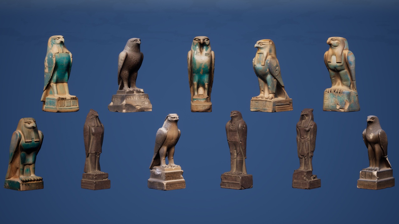 Media 1 for listing 👁️ Pack 3: Horus Falcon Statues – Royal Series (11 Assets)