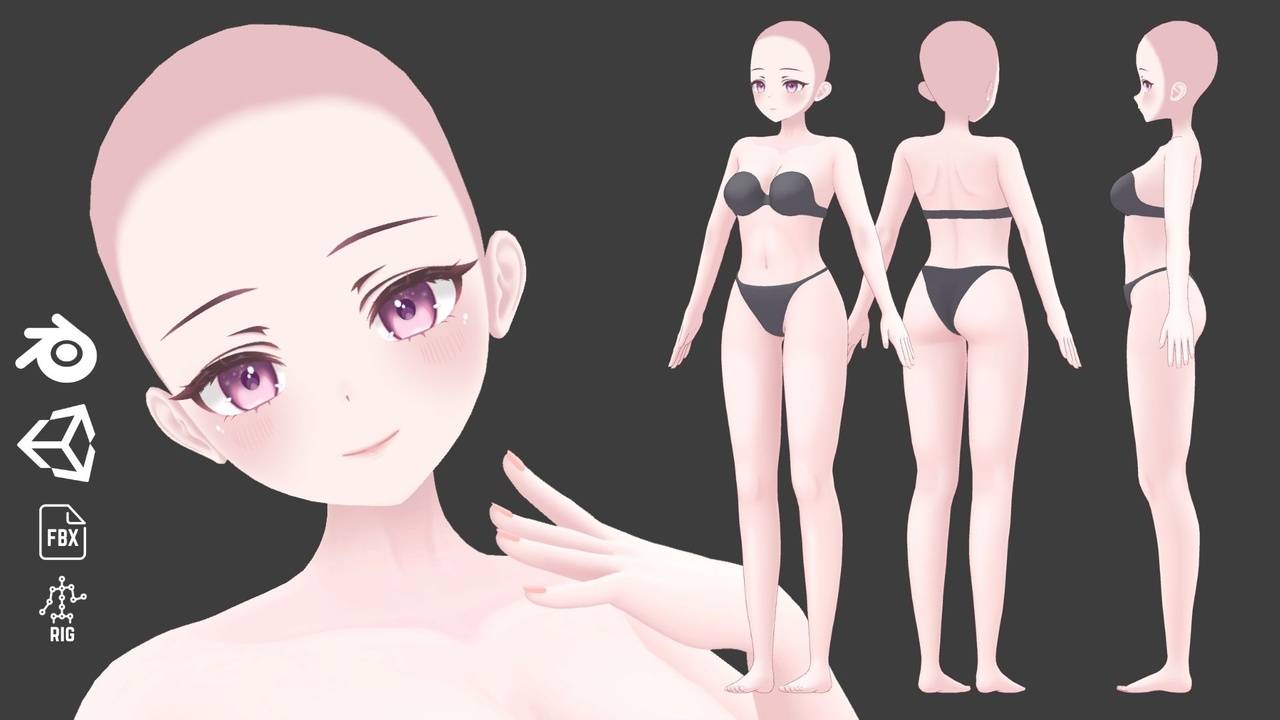 Media 1 for listing Anime Base Mesh - Female Character
