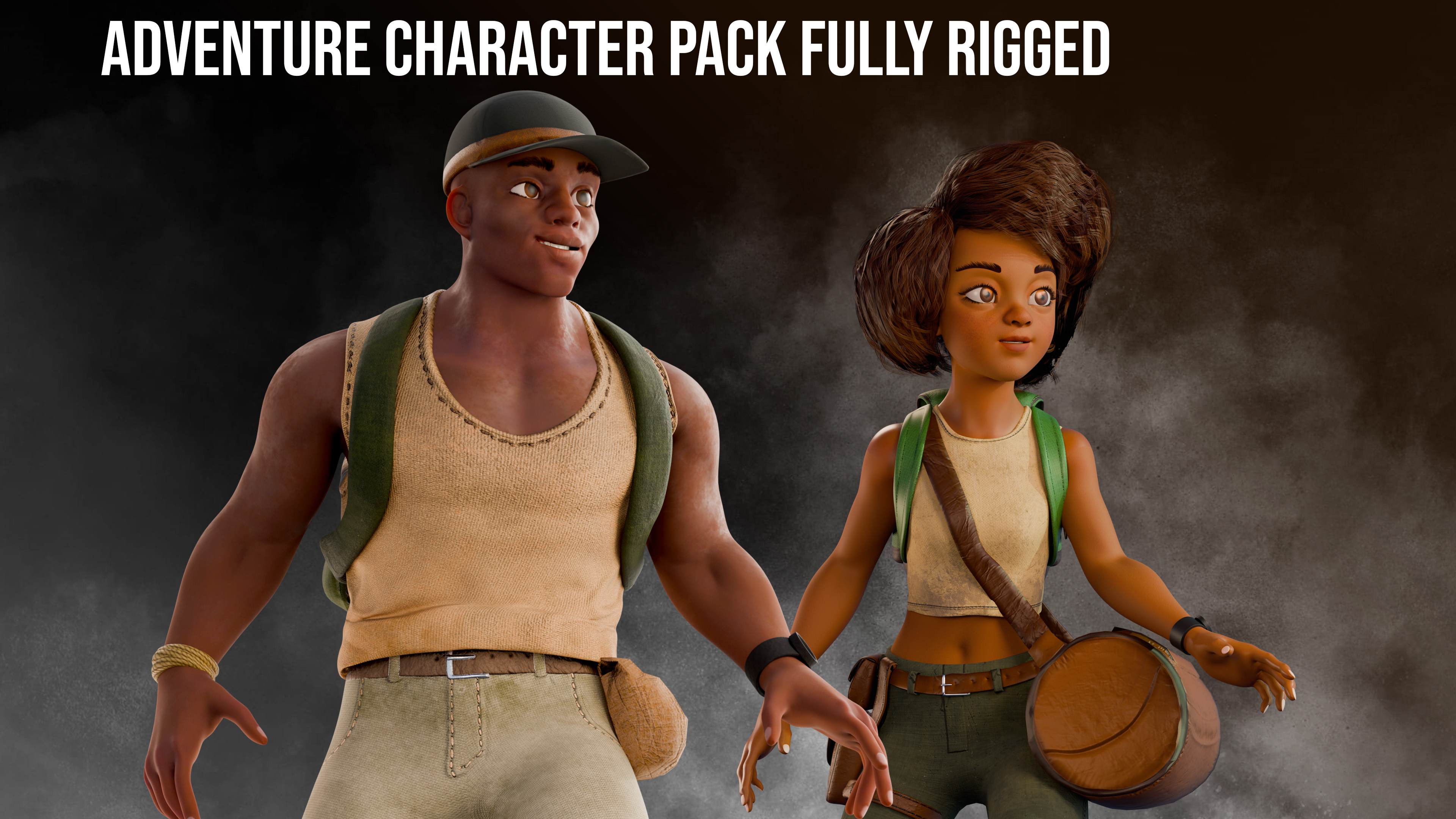 Adventure Character Pack of Two Fully Rigged Game Ready | Fab
