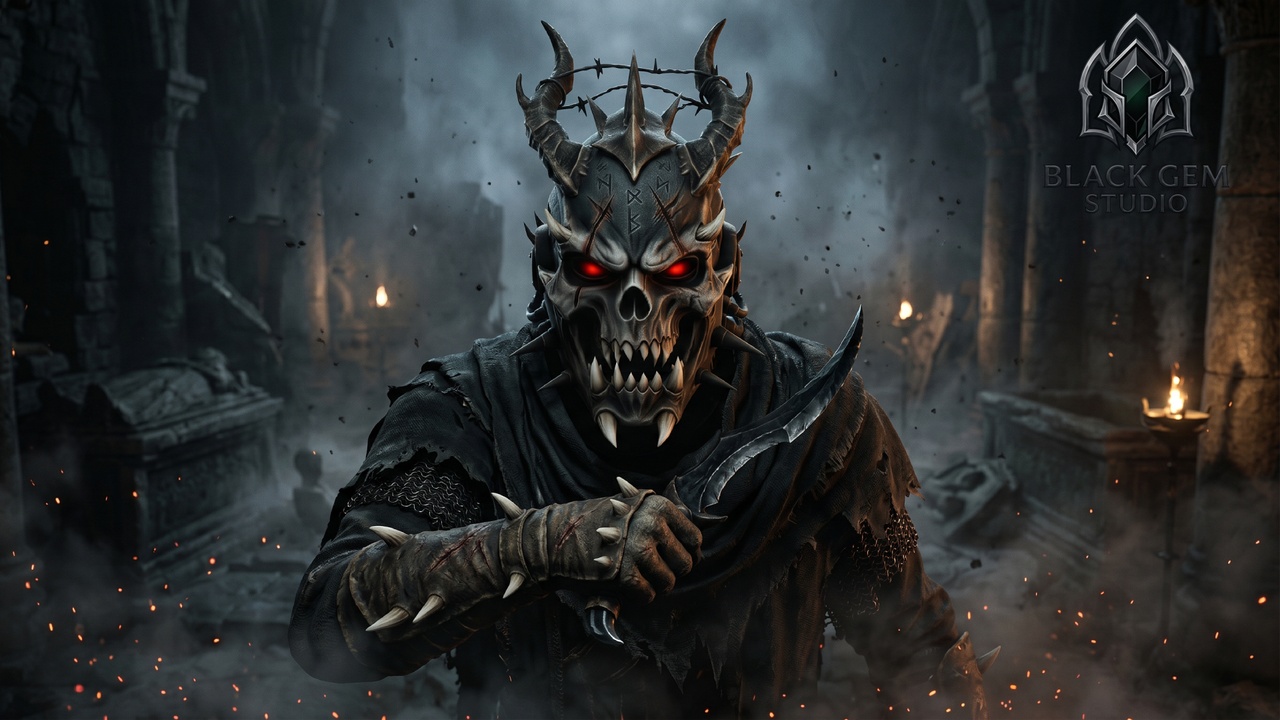 Media 1 for listing Demonic Skull King Helmet for Dark Fantasy Horror Characters