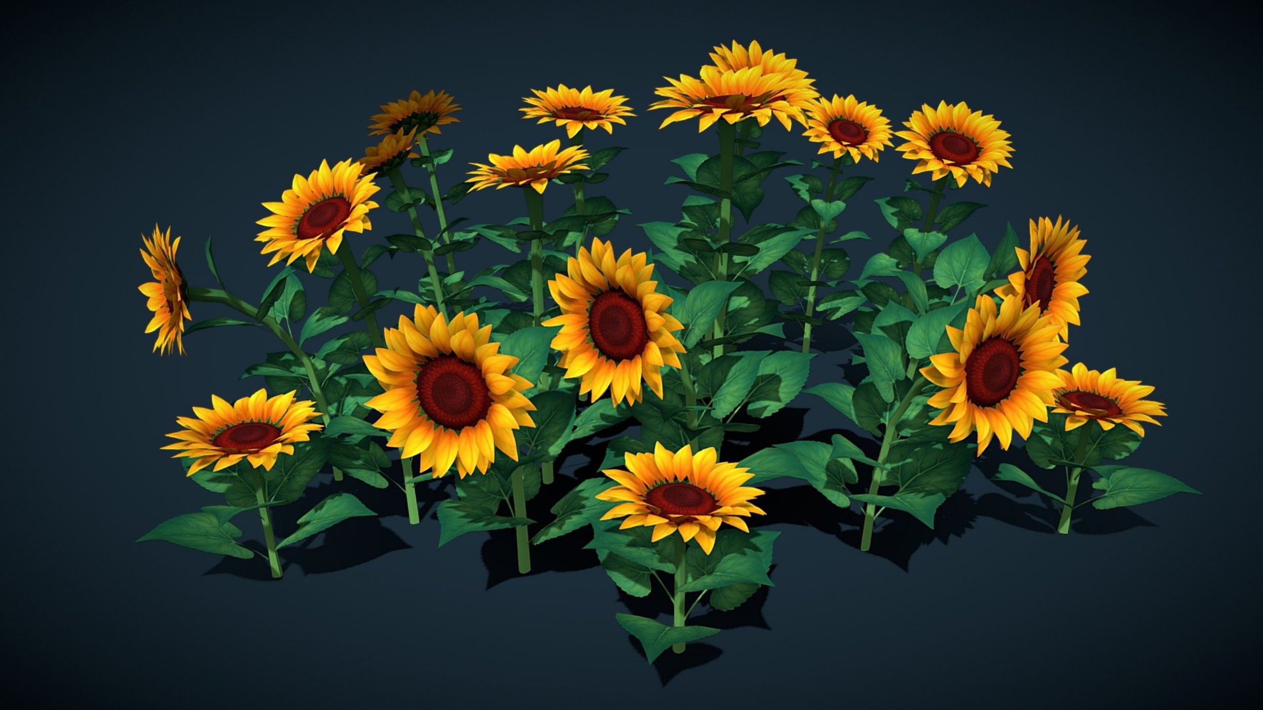 Media 1 for listing Stylized Sunflower Plant Pack – Hand-Painted Nature Foliage for Adventure & Fant